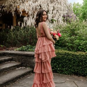 Mac Duggal Elegant Pink Ruffled Dress